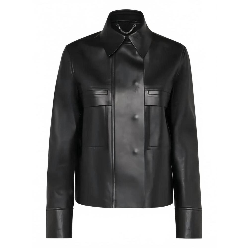NEW SALVATORE FERRAGAMO women's leather jacket in black